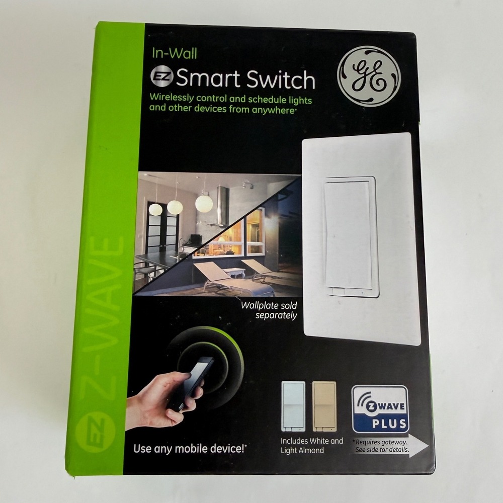 NEW GE Jasco Z-Wave Plus In-Wall Smart Switch 14291 ZW4005 White Almond